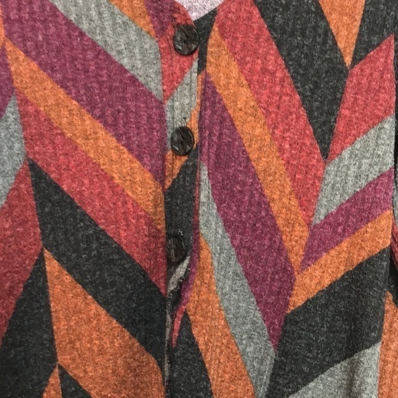 LIBRA chevron print ribbed button front long cardigan Small - Picture 3 of 10